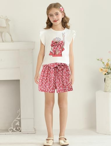Image of Girls Summer Outfits Cute Sleeveless Top High Waisted Short Sets with Pockets Teen Girl Clothes Size 6-14 T