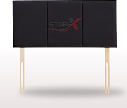 STOREX Plush Fabric Extra Paded 2 Line Headboard For Divan Bed Bedroom Furniture Size 2Ft 6 Inch/ 3Ft / 4Ft / 4Ft 6 Inch / 5Ft / 6Ft - 20 Inch Height (Black, 20inch Height 2FT 6 Inch Small Single)