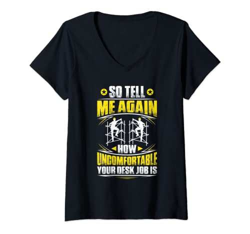 Womens Scaffolding How Uncomfortable Scaffolder V-Neck T-Shirt, Black