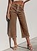 Sidefeel Women's Capri Pants Trendy Wide Leg Jeans High Waisted Stretchy Loose Cropped Denim Pants Brown Size 12