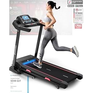 Sportstech F31s Profi Laufband für Zuhause I Premium APP via Bluetooth I LED & Tablethalterung I Deutsche Qualitätsmarke I 4.5 PS, 16 km/h – Fitness Treadmill klappbar bis 120 kg Nutzergewicht