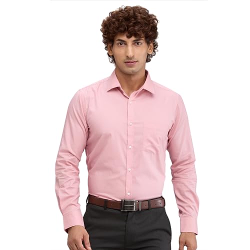 Image of Park Avenue Men Pure Cotton Slim Fit Structure Pattern Semi Cutaway Collar Formal Shirt