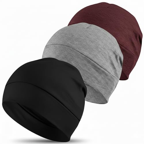 Image of SATKARTAR Cotton Lycra Beanie Skull Cap | Soft, Stretchable Sleep Hat & Helmet Liner | Ideal for Biking, Cycling & Sports - Unisex