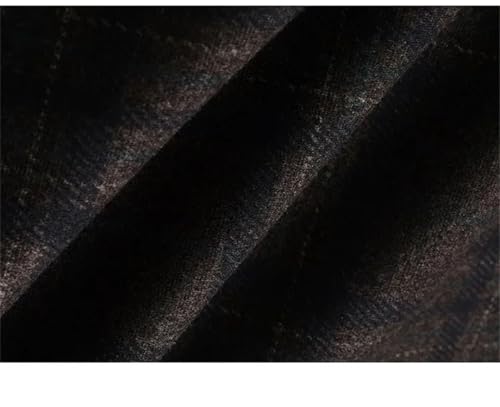 Women's Plaid Woolen Mini Skirt High Waist Thickened A- Line with Back Split Polyester Fiber Skirts4