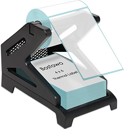 Label Holder, Bostowo Thermal Label Holder for Rolls and Fanfold Labels, Plastic Label Holder for Thermal Printer, Shipping Label Roll Holder, Label Paper Holder Stand for Direct Thermal Labels