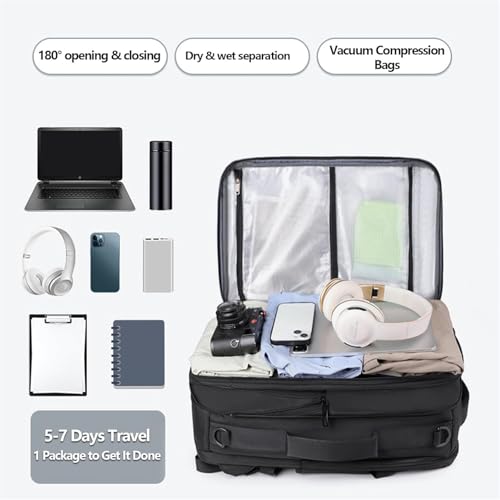 Travel Essential Package, Waterproof Business Backpack, Commuting Large Capacit Knapsack,Expandable Bag with Electric Pump (Pink, No Pump)3