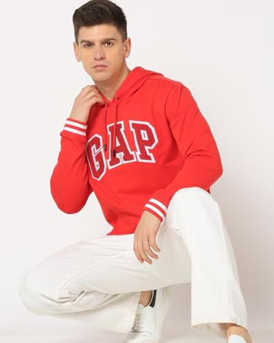 Image of Gap Men Regular Fit Logo Print Full Sleevesd Cotton Hoodie