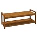 Produktbild Outsunny Gartenbank Sitzbank mit Armlehne Holzbank mit Ablage 2-Sitzer Parkbank für Balkon, Terrasse, bis 250 kg Belastbar, Teak, 118 x 40,5 x 46 cm