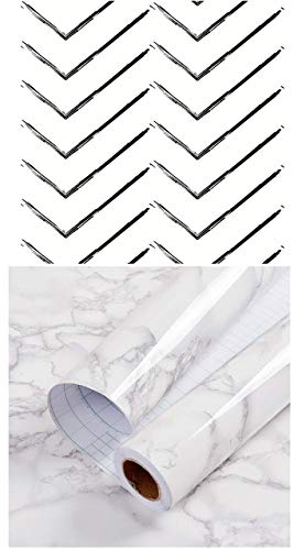 Practicalws Bundle Of 17.7In×157Inpeel And Stick Modern Stripe Wallpaper And 11.8In×78.7In Marble Wallpaper #TOP26