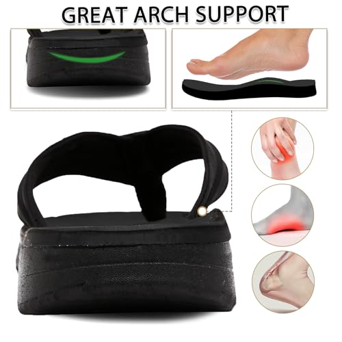 Harxxitd Men's Orthopedic Flip Flops with Arch Support - Non-Slip, Water-Friendly Comfort Beach Sandals - Plantar Fasciitis & Flat Feet Relief Summer Thong Slippers for Pool, Gym, Shower(2251-Black-12.5) by Harxxitd - Used condition - Image 4
