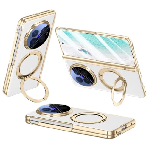 Étui Vivo X Fold6 antichoc en cuir blanc doté d'un anneau de maintien au doigt