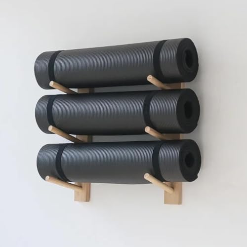 Soporte de madera para esterillas de yoga y rodillos: orden elegante para tu gimnasio en casa