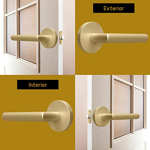 Mega Handles Passage I Lever Door Lock Handle Set For Hallway, Closet And Bathroom I Keyless Door Lock I Heavy Duty Design I Fits All Standard Door Sizes I Screws Included - Satin Brass (1 Pack) #TOP4