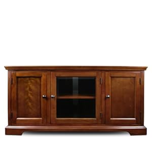 Leick home 87350 three door tv stand with cabinet storage for 55 tvs westwood brown cherry  urban country home decor