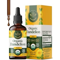 HERBAMAMA USDA Organic Dandelion Root Extract - Liver Support - 4 oz | Lymphatic Drainage Drops • Non-GMO • Alcohol & Sugar-Free • Vegan • Liquid Formula • 57-Day Supply