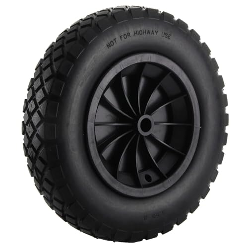 CROWNSHOP Wheelbarrow Wheel Replacement 14 Solid PU Tire 3.50-8