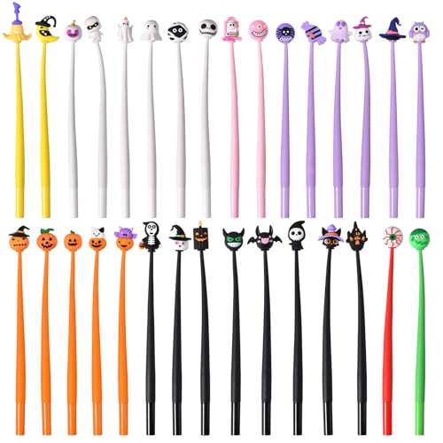 Stylos à bille Halloween SANNIX : lot de 50 stylos spongieux citrouille et fantôme