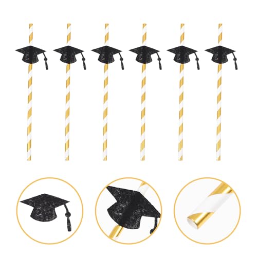 Pitillos de papel para graduación, 24 pzas, negro miniatura 7