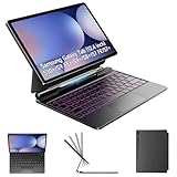 HOU Keyboard for Samsung Galaxy Tab S10+ Plus/S9+ Plus/S9 FE+ Plus/S8+ Plus/S7+ Plus/S7 FE 12.4' with Magnetic Case,Floating Cantilever,Multi-Function Trackpad,7 Colors Backlit,S Pen Holder,Black