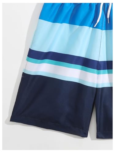 Floerns Boy's Swim Trunks Colorblock Drawstring Waist Quick Dry Straight Leg Beach Shorts4