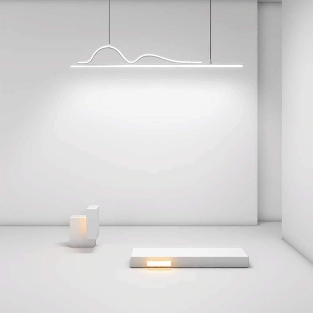 Lampada a sospensione lineare ultrasottile regolabile - a in metallo for isola cucina e sala da pranzo (bianco, 120 cm)