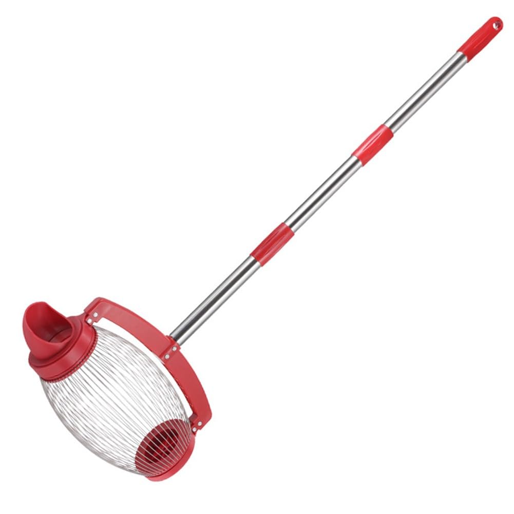 EasyByMall Recolector de tuercas de acero inoxidable y recogedor de pelotas de golf, 1,2 m, para jardín, para nueces, castañas, bellotas, color rojo