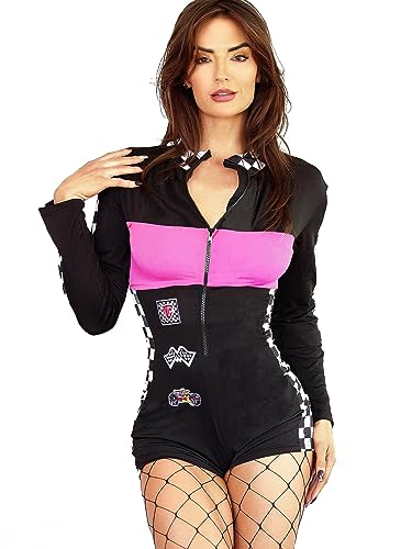 Costume de pilote de course femme pour Halloween et soirées déguisées à thème vitesse