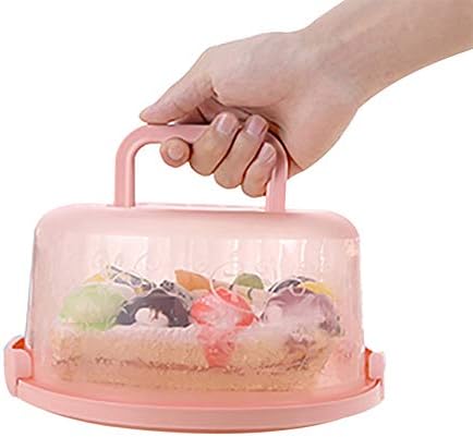Cake Carrier with Handle Cake Keeper Portable Round Cake Container, Cake Holder Cake Storage Box,Cake Container Holds Pies (Pink, One Size)