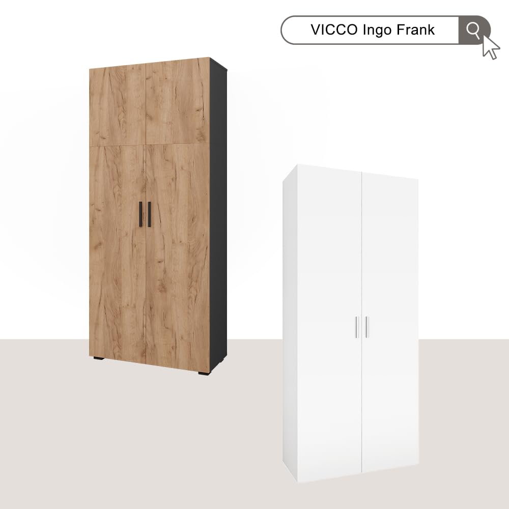 Vicco Armoire Universelle Ingo, Anthracite/chêne doré, 80x183.8cm, pour Le Rangement des dossiers et classeurs au Quotidien au Bureau