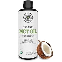 MCT Oil Organic - C10 C8 MCT Oil for Sustained Mental Energy & Focus Support - Organic For Coffee, Smoothies, More - Palm Free Vegan Keto & Paleo Friendly 16 Fl Oz - Non-GMO - Aceite De Coco