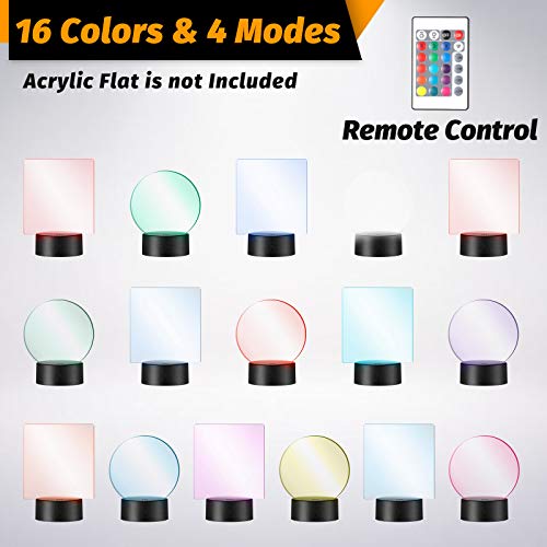 Honoson 8 Pieces 3D Night LED Light Lamp Base LED Lights Display Base Lighted Base Stand 16 Colors with Remote Control and USB Cable Christmas Light Lamp Base for Acrylic for Restaurant Room Shop - Image 6
