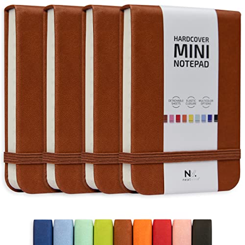 Bloc-notes de poche mini carnet A7 feuille détachable marron élastique lot 4