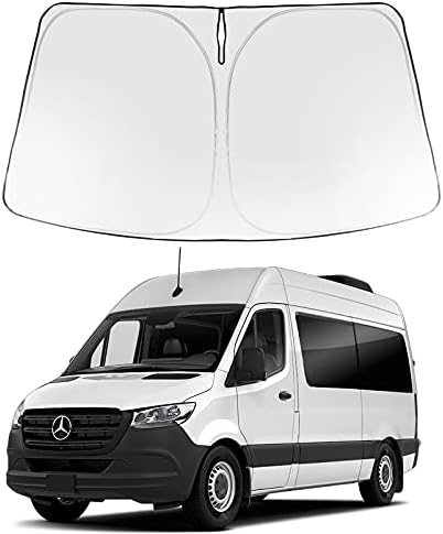 Proadsy Front Windshield Sun Shade Foldable Sunshade Protector Custom Fit 2007-2023 Mercedes Benz Sprinter, Freightliner Cargo Crew Passenger Motorhome Accessories 2023 Upgrade