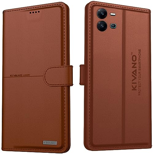 Image of KIVANO Compatible with Vivo V25 5G Flip Cover | Leather Finish | Inside Pockets & Inbuilt Stand | Shockproof Wallet Style Magnetic Closure Back Cover Case