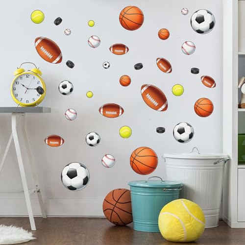 Stickers deportivos para pared con pelotas, fáciles de pegar miniatura 4