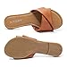 FITORY Women's Flat Sandals Fashion Slides With Soft Leather Slippers for Summer Brown Size 10
