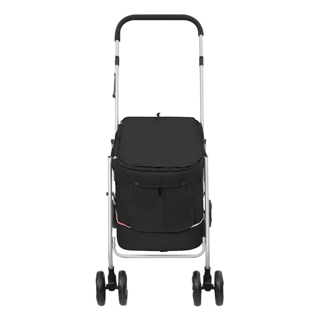 Hundewagen Faltbar Schwarz 100x49x96 cm Leinenstoff für Hunde, Katzen