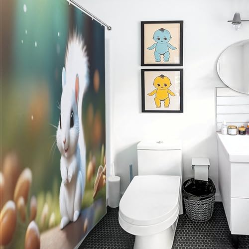 Rideau de douche écureuil mignon en tissu polyester imperméable 122x183cm - 3
