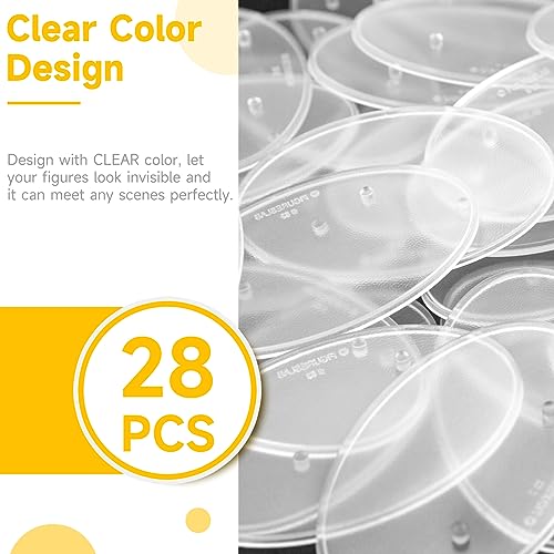 Image of 6inch Action Figure Display Stand, Clear Support Foot Stand Holder Base with Peg Accessories, Compatible with Mavel Legends / GiJeo Classified Series / D C / Mo tu 1 /12 Scale, 28PCS