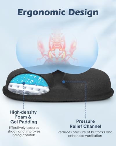 image for Zacro Comfort Bike Seat Cushion - Memory Foam Gel Padded Bike Seat Cov