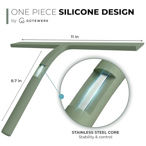 Image of Gutewerk Shower Squeegee - Silicone, Hygienic for Bathroom, Screen & Window - 28 cm With Holder, No Drilling