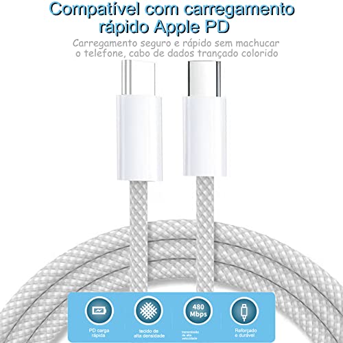 Carregador Turbo Ultra Rápido 35W PD com Cabo Rápido USB C Tipo C para USB C Tipo C Carregador Celul
