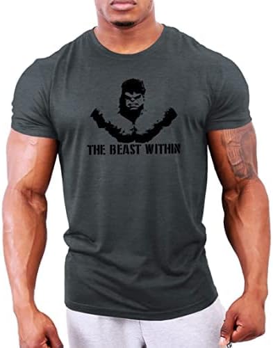 GYMTIERBeast Within Men's Gym T-Shirt Bodybuilding Training Workout Lifting Top Clothing