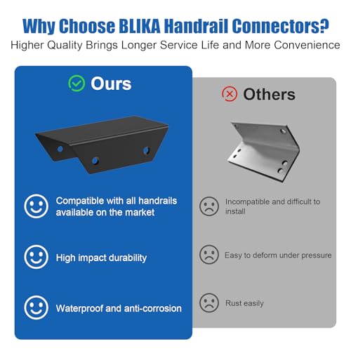 Conector de pasamanos de aluminio negro BLIKA para barandilla de cable de escalera de cubierta 6