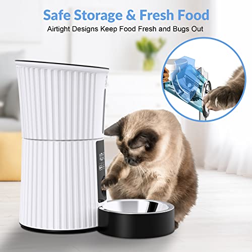 Casfuy Automatic Cat Feeders - 4L Auto Timed Pet Feeder Dry Food Dispenser for Dogs & Cats with Voice Recorder Portions… - Image 5