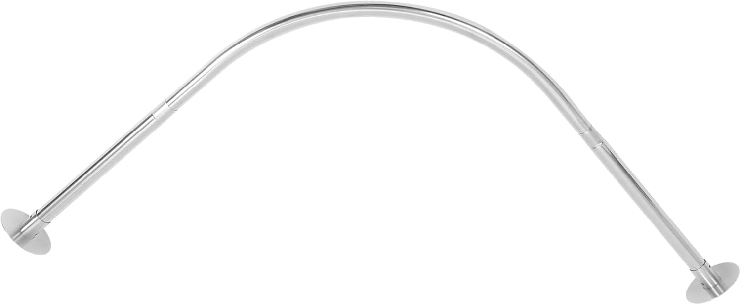 STOBAZA Curved Shower Curtain Rod Adjustable Tension Rod for Bathrooms Easy Installation Shaped Design Versatile Use As Shower Non- Resistant