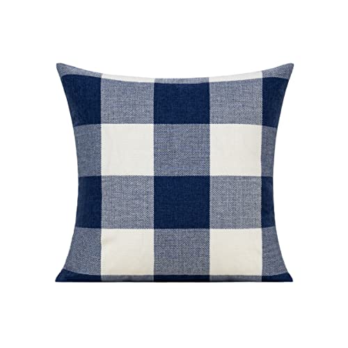 Vakado 22X22 Inch Set Of 2 Navy Blue White Buffalo Plaids Throw Pillow Covers Outdoor Farmhouse Retro Decorative Check Cushion Cases Home Decor For Couch Patio Porch Sofa Furniture, Dark Blue #TOP2