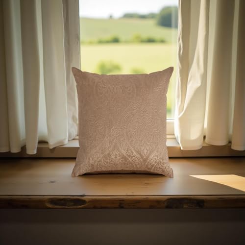 IVAZA Velvet Embossed Fabric Decorative Reversible Cushion Cover 12 x12 Inch - Set of 1, Soft Solid Damask Square Throw Pillow Covers for Sofa, Living Room or Home Decor - 30x30 cm Brown