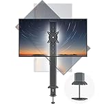 HEMUDU Single Tall Desk Monitor Arm Mount Stand Fit for 27 inch to 43 inch Flat Curved Computer Screen with Swivel, Height Adjustable, Rotation,Holds up to 35kg, Black