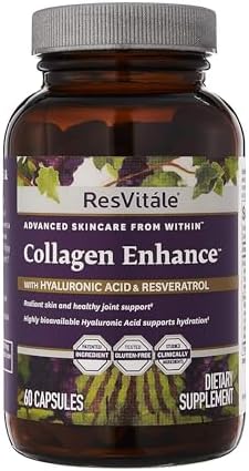 ResVitále Collagen Enhance – Beauty Supplement with Hyaluronic Acid & Resveratrol – 60 Capsules